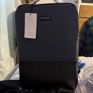 Bolvaint Two-Tone Leather Black Backpack